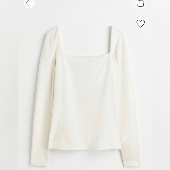 H&M Sweaters - H&M white square neck rubbed sweater